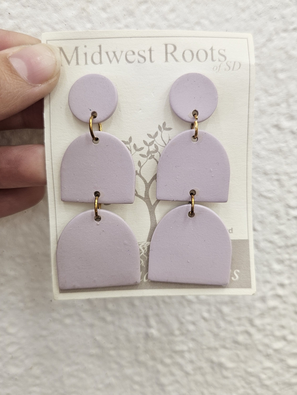 Midwest Roots Lilac Dangle Clay Earrings